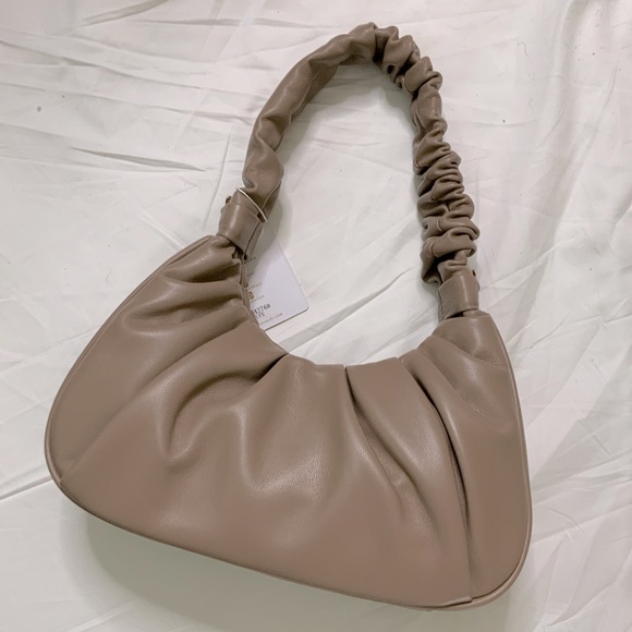 Taupe Ruched Mini Handbag NWT - Picture 2 of 10